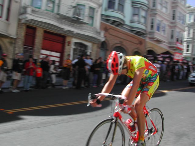 Cyclist in SF during the SF Grand Prix 2002